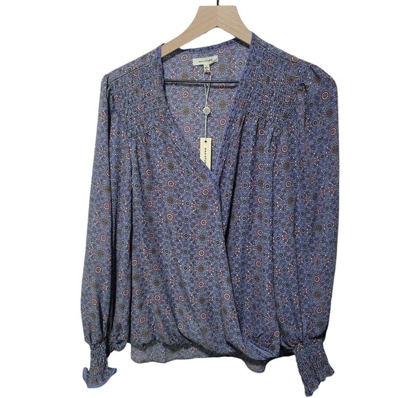 Max Studio Tops - Max Studio Women's Crepe Shirtale Wrap Floral Print Surplice Blouse L